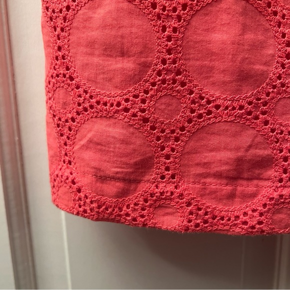 Banana Republic Coral Pink Red Circular Geometric Summer Dress 0 Petite - Picture 4 of 8